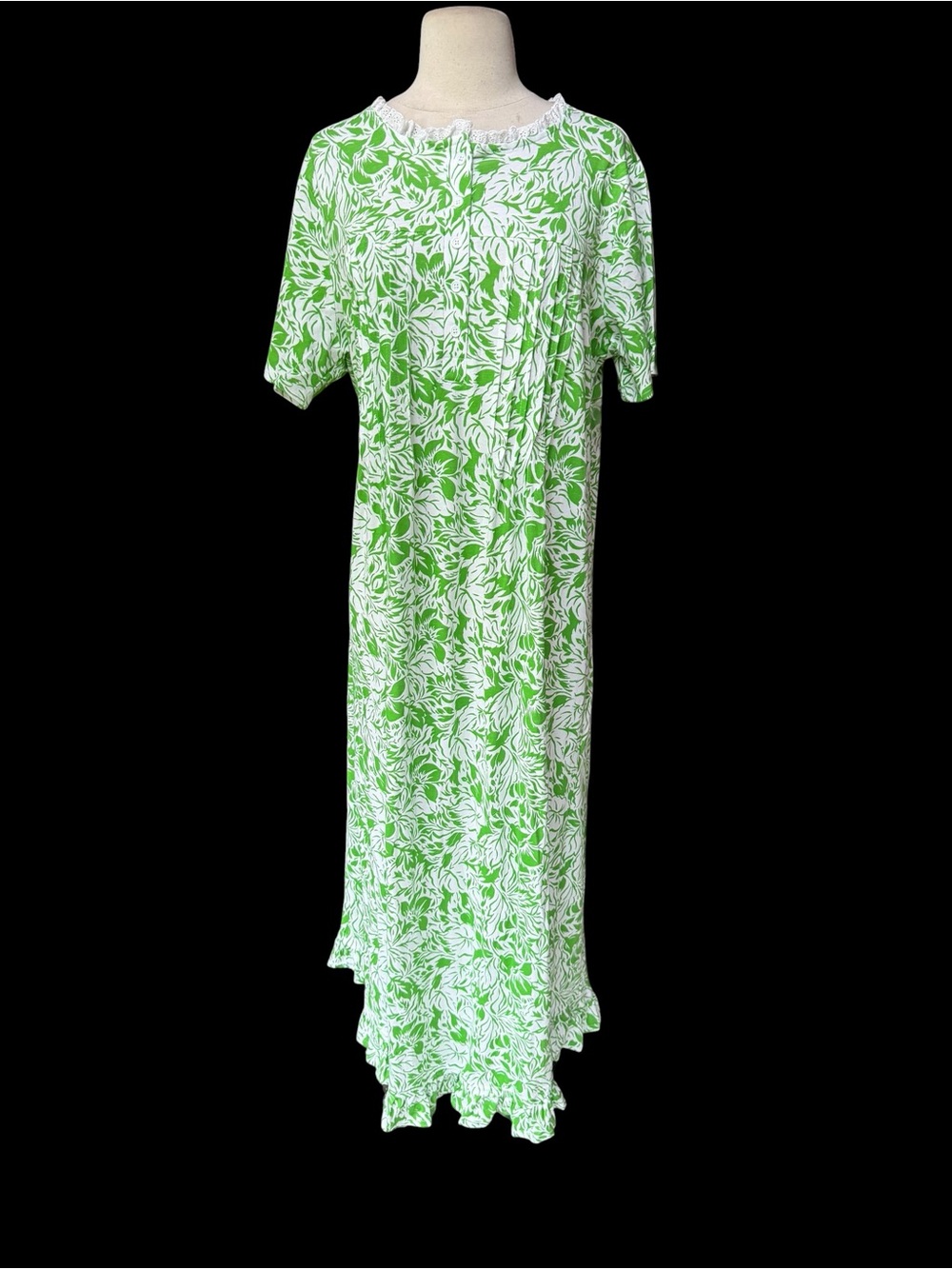 NWT Cozee Corner 100% Cotton Green Floral Maxi Nightgown